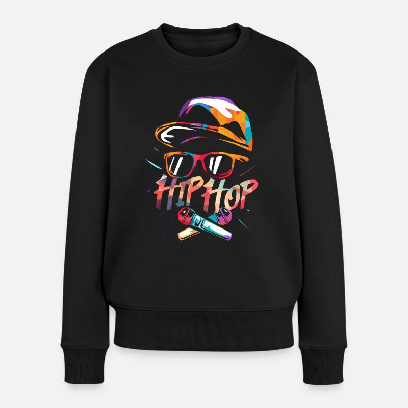 Hip Hop - Frauen Premium Bio Pullover - Schwarz