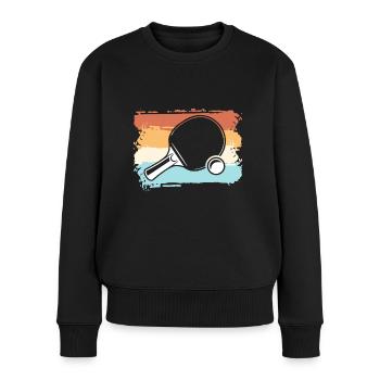 Ping-pong, joueur de ping-pong, raquettes, rétro - Pull Premium bio Femme - noir - Devant - Julia (174cm)