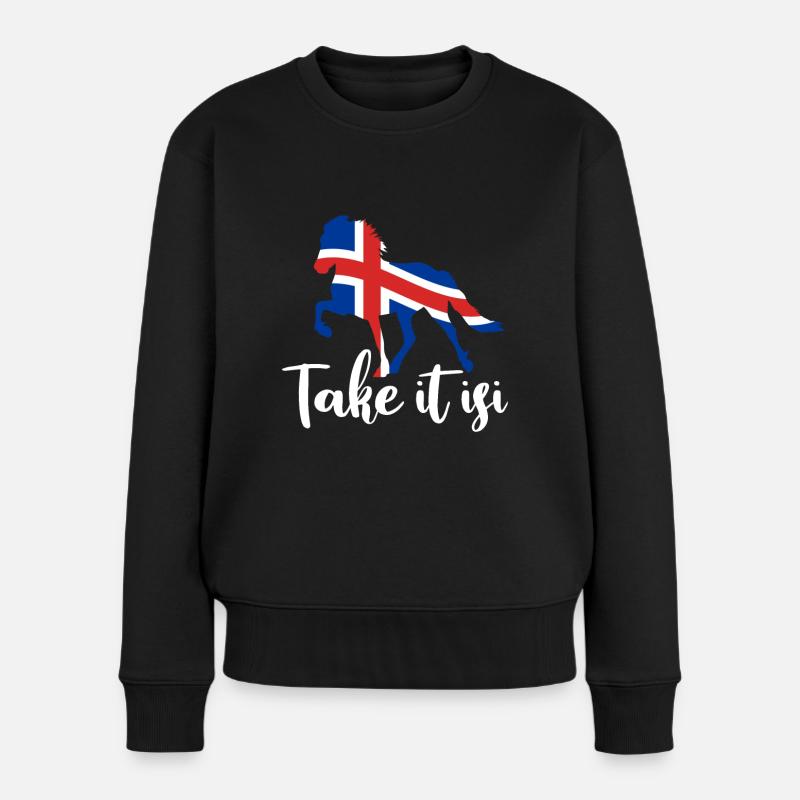 Take it Isi Islandpferd Icelandic Pferd Mädchen - Frauen Premium Bio Pullover - Schwarz