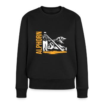 Alphorn Alpen - Frauen Premium Bio Pullover - Schwarz - Vorne - Julia (174cm)