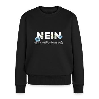 Nein heißt nein - Frauen Premium Bio Pullover - Schwarz - Vorne - Julia (174cm)