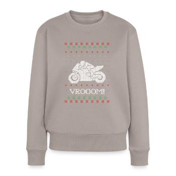Motorrad hässliche Weihnachtsstrickjacke Design - Frauen Premium Bio Pullover - Taupe - Vorne - Julia (174cm)