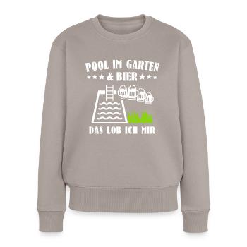 Pool Poolbauer Poolbecken - Frauen Premium Bio Pullover - Taupe - Vorne - Julia (174cm)