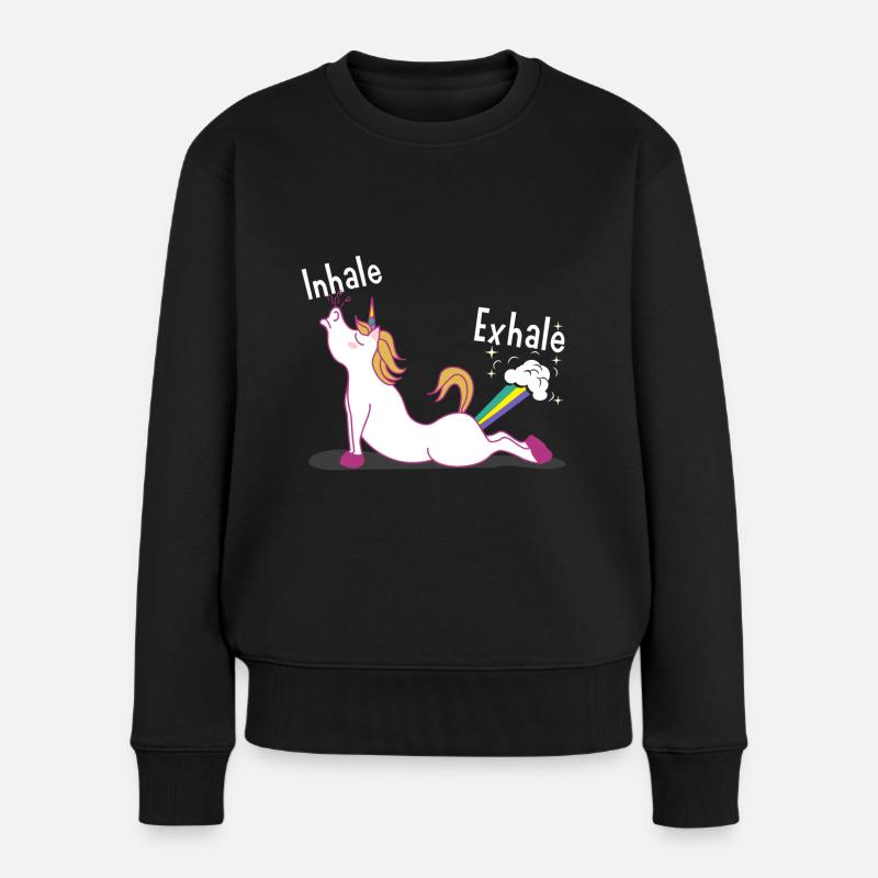 Yoga Einhorn - Frauen Premium Bio Pullover - Schwarz