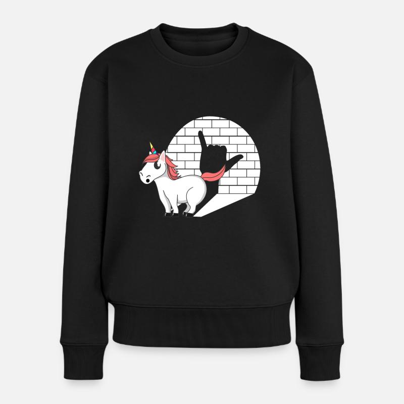 Rock n' Roll Einhorn - Frauen Premium Bio Pullover - Schwarz