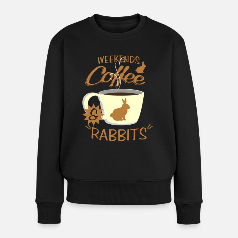 Wochenende Kaninchen Kaffee - Frauen Premium Bio Pullover - Schwarz