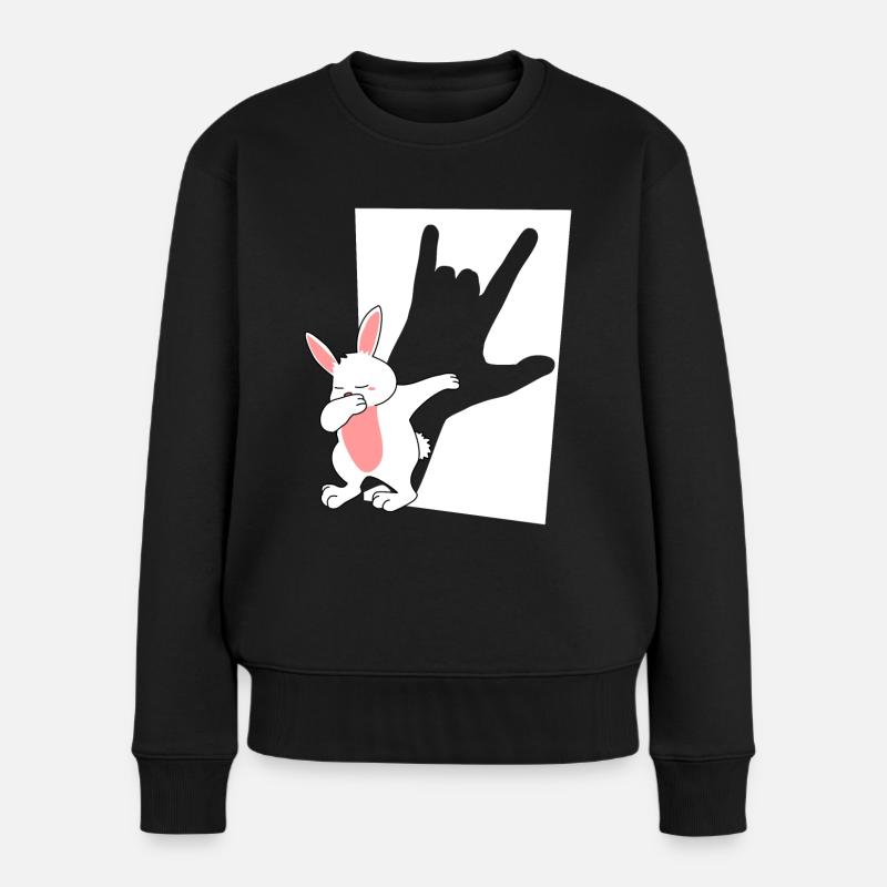 Rock n' Roll Kaninchen - Frauen Premium Bio Pullover - Schwarz