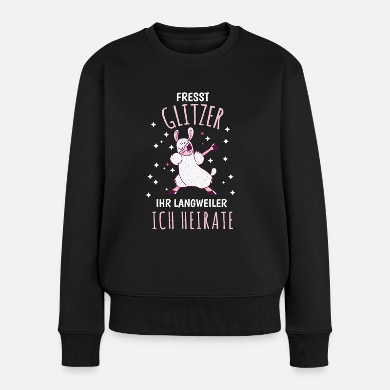JGA Junggesellenabschied Hochzeit Lama Braut - Frauen Premium Bio Pullover - Schwarz