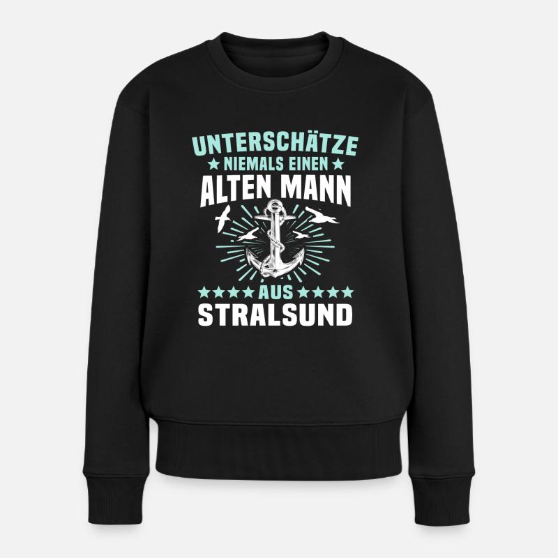 Stralsund Souvenir Ostsee - Frauen Premium Bio Pullover - Schwarz