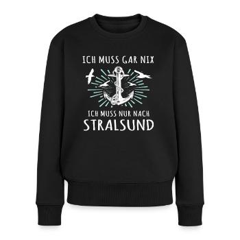 Stralsund Souvenir Ostsee Urlaub - Frauen Premium Bio Pullover - Schwarz - Vorne - Julia (174cm)