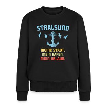 Urlaub Stralsund Sprüche - Frauen Premium Bio Pullover - Schwarz - Vorne - Julia (174cm)