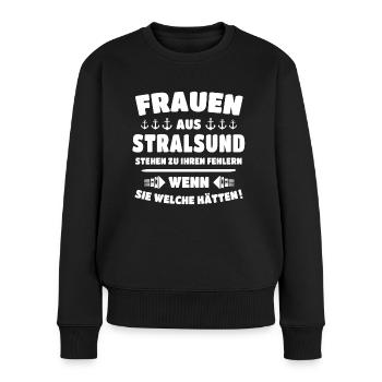 Urlaub Stralsund Ostsee - Frauen Premium Bio Pullover - Schwarz - Vorne - Julia (174cm)