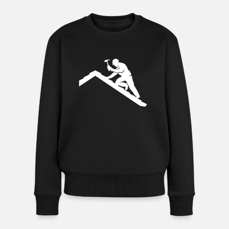 Dachdecker Motiv Dachdecken - Frauen Premium Bio Pullover - Schwarz