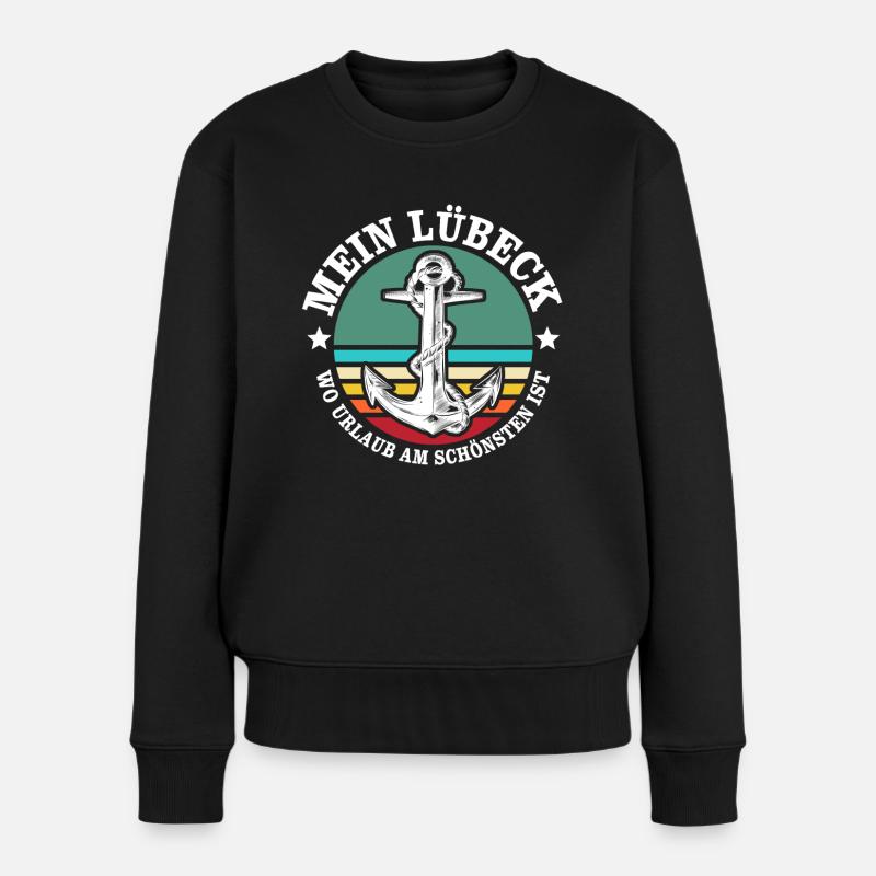 Lübeck Ostsee Sprüche Lübecker - Frauen Premium Bio Pullover - Schwarz