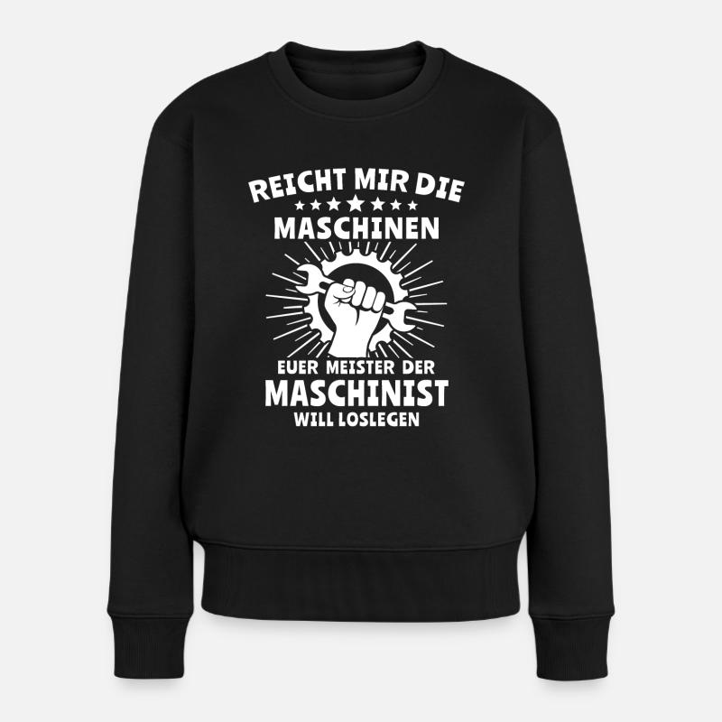 Maschinist - Frauen Premium Bio Pullover - Schwarz