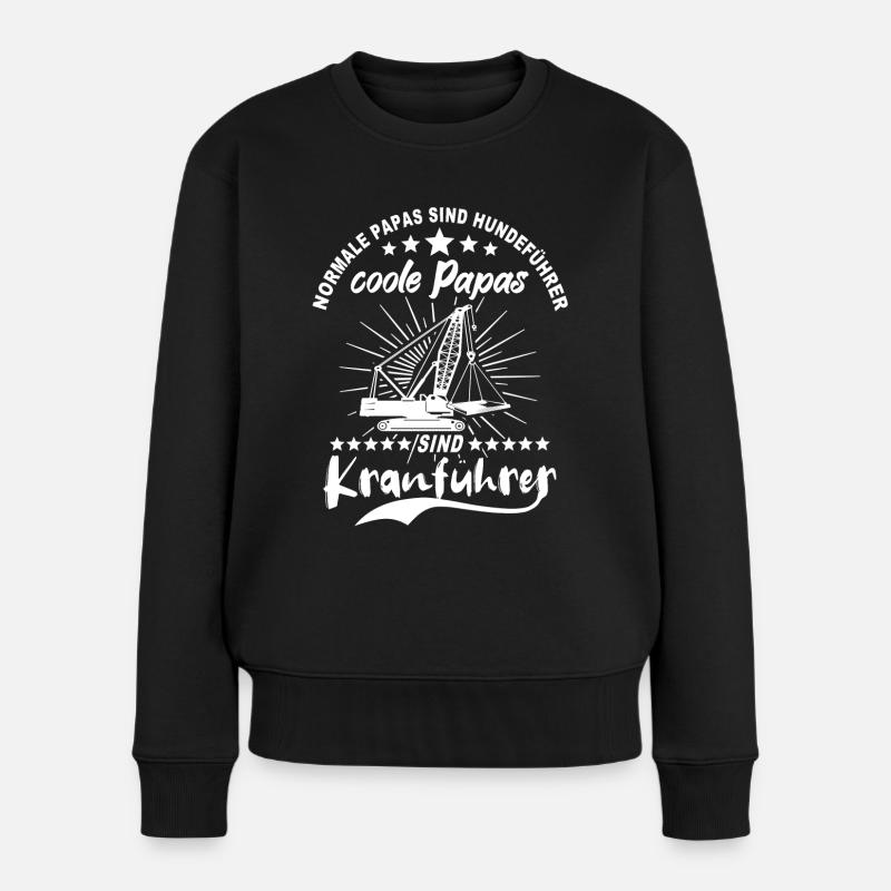 Kranfahrer Papa Kran - Frauen Premium Bio Pullover - Schwarz