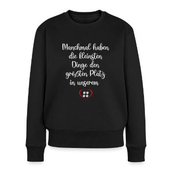 Kleine Dinge haben den größten Platz im Herzen - Frauen Premium Bio Pullover - Schwarz - Vorne - Julia (174cm)