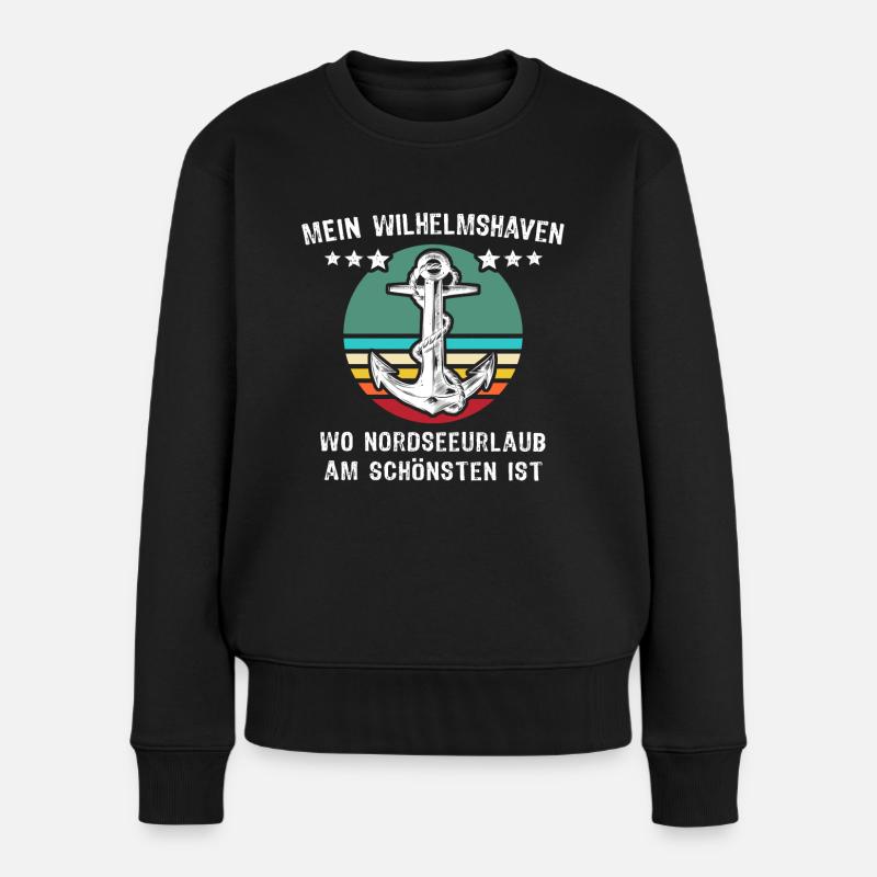 Wilhelmshavener Sprüche Wilhelmshaven - Frauen Premium Bio Pullover - Schwarz