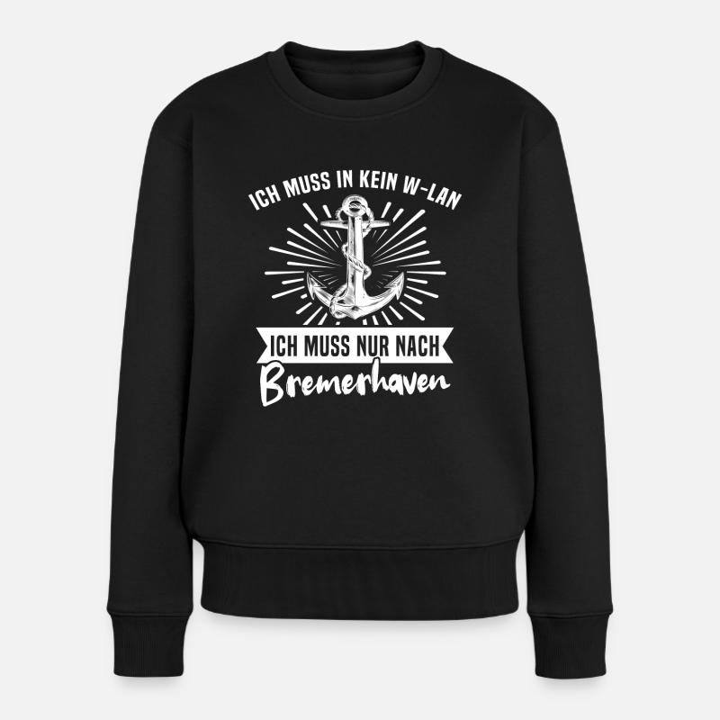 Bremerhaven - Frauen Premium Bio Pullover - Schwarz