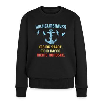 Wilhelmshavener Wilhelmshaven - Frauen Premium Bio Pullover - Schwarz - Vorne - Julia (174cm)
