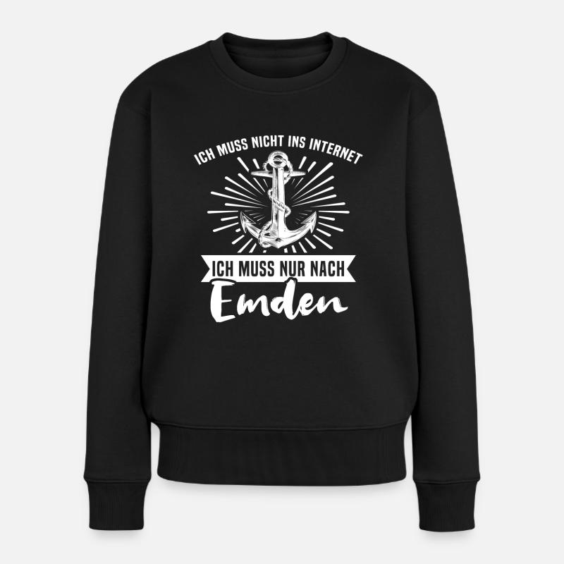 Emden Sprüche Emdener - Frauen Premium Bio Pullover - Schwarz