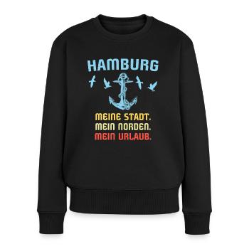 Hamburg Sprüche Hamburger Spruch - Frauen Premium Bio Pullover - Schwarz - Vorne - Julia (174cm)
