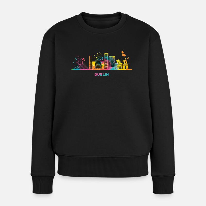 Dublin Skyline Dublin - Frauen Premium Bio Pullover - Schwarz