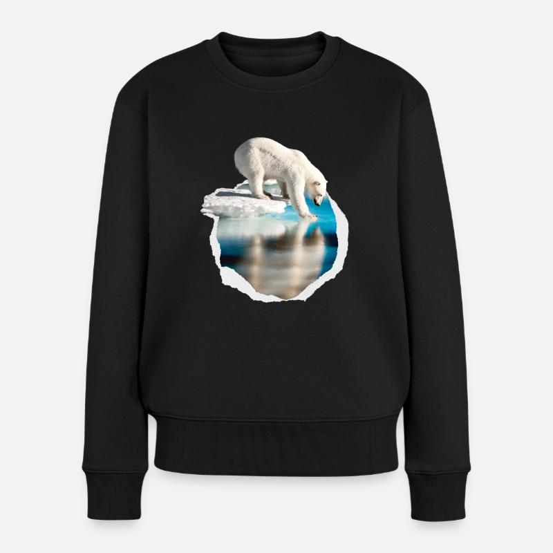 Un ours polaire blanc sur la banquise ours blanc - Pull Premium bio Femme - noir