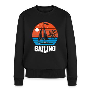 SAILING BOAT SAIL SHIP SEGELSCHIFF - Frauen Premium Bio Pullover - Schwarz - Vorne - Julia (174cm)