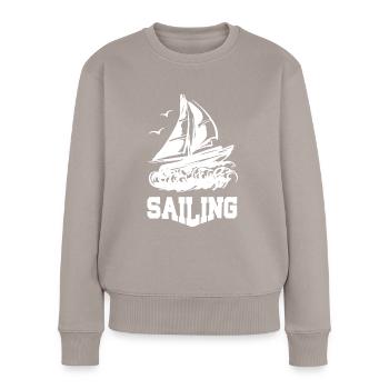 SAILING BOAT SAIL SHIP SEGELSCHIFF - Frauen Premium Bio Pullover - Taupe - Vorne - Julia (174cm)
