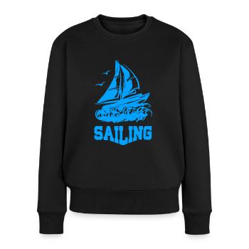 SAILING BOAT SAIL SHIP SEGELSCHIFF - Frauen Premium Bio Pullover - Schwarz - Vorne - Julia (174cm)
