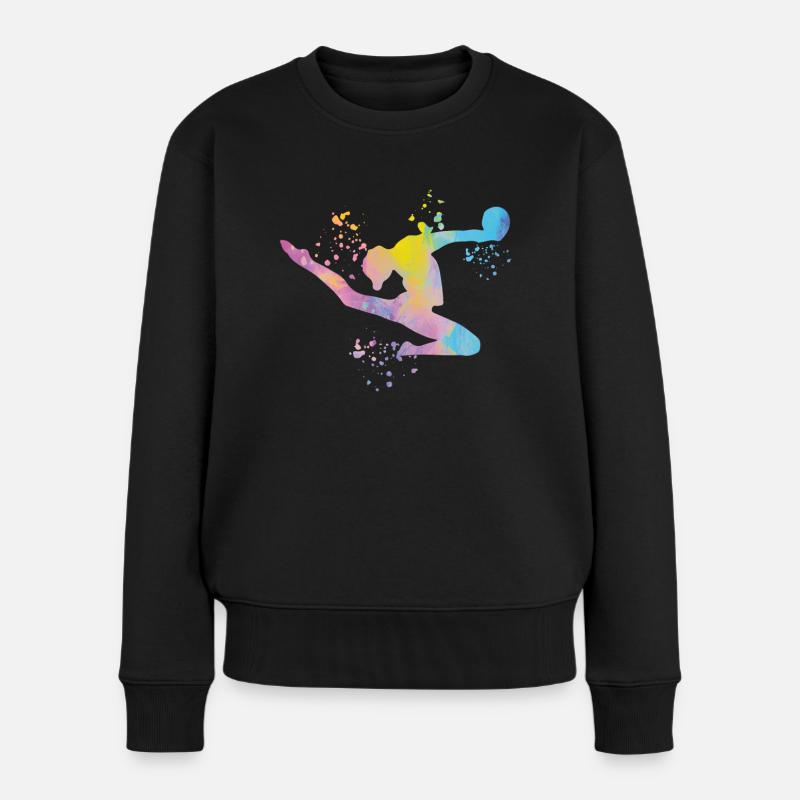 Gymnaste avec gymnastique rythmique de balle - Pull Premium bio Femme - noir