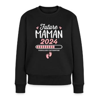 Future Maman 2024 Cadeau Nouvelle Naissance Maman - Pull Premium bio Femme - noir - Devant - Julia (174cm)