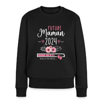 Future Maman 2024 Cadeau Nouvelle Naissance Maman - Pull Premium bio Femme - noir - Devant - Julia (174cm)