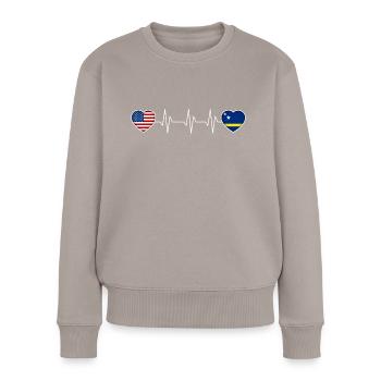 Curaçao - Frauen Premium Bio Pullover - Taupe - Vorne - Julia (174cm)