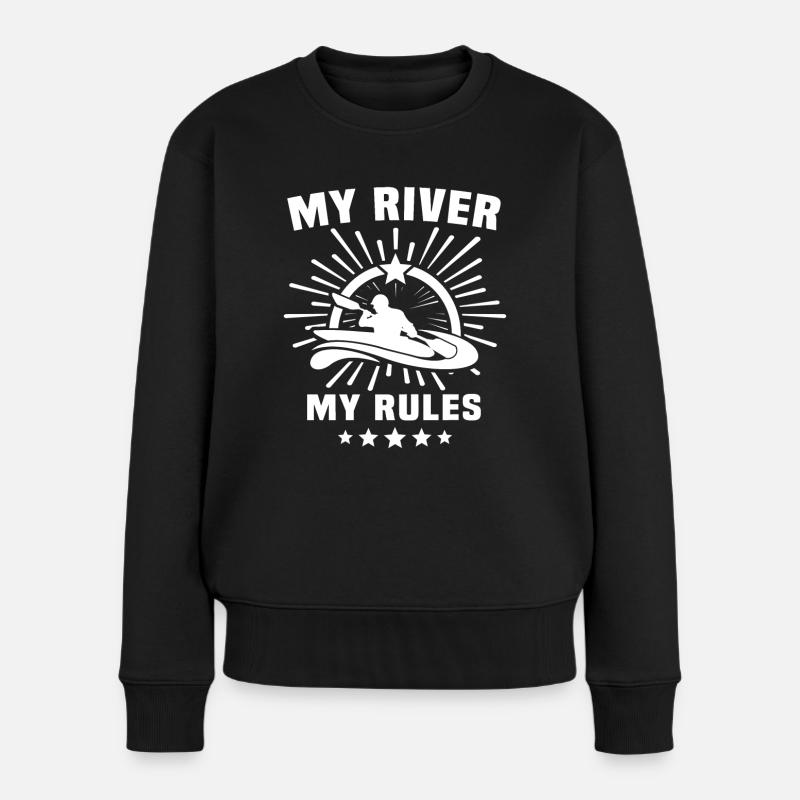 Kayaking Kayaker Kayak - Frauen Premium Bio Pullover - Schwarz