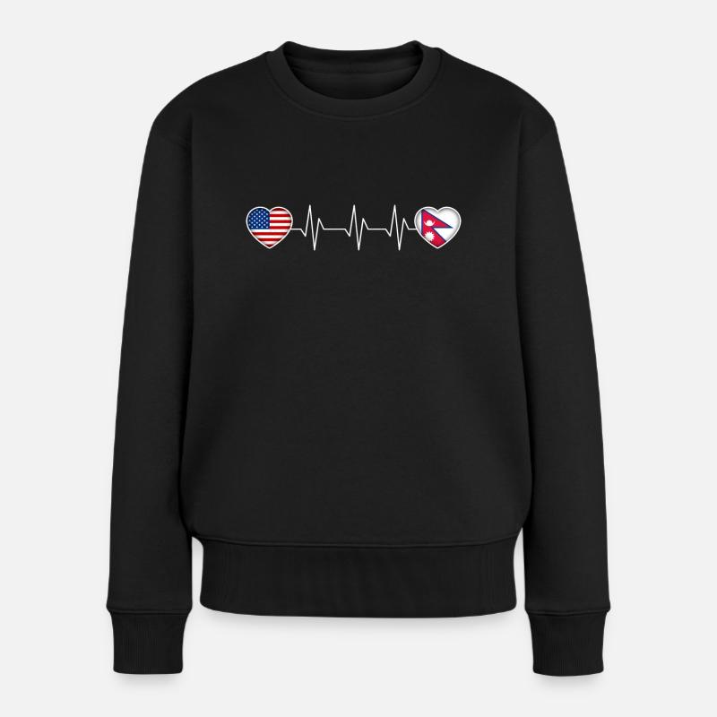 Nepal - Frauen Premium Bio Pullover - Schwarz