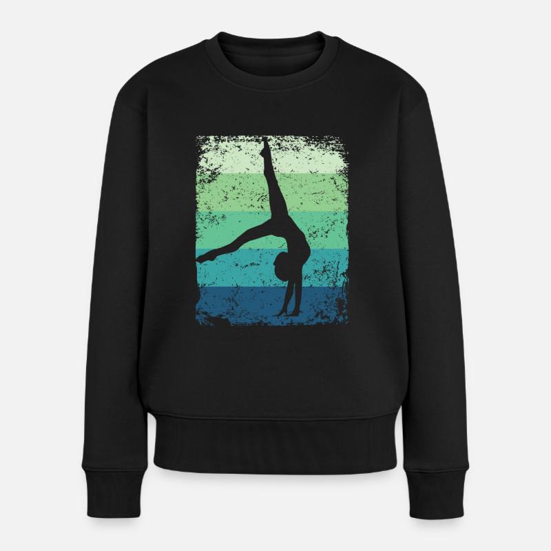 Gymnastin Boden Retro Rhythmische Gymnastik - Frauen Premium Bio Pullover - Schwarz