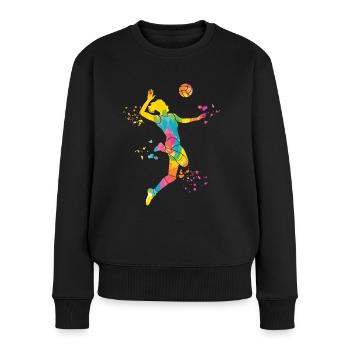 Joueurs de volley-ball enfants beach-volley - Pull Premium bio Femme - noir - Devant - Julia (174cm)