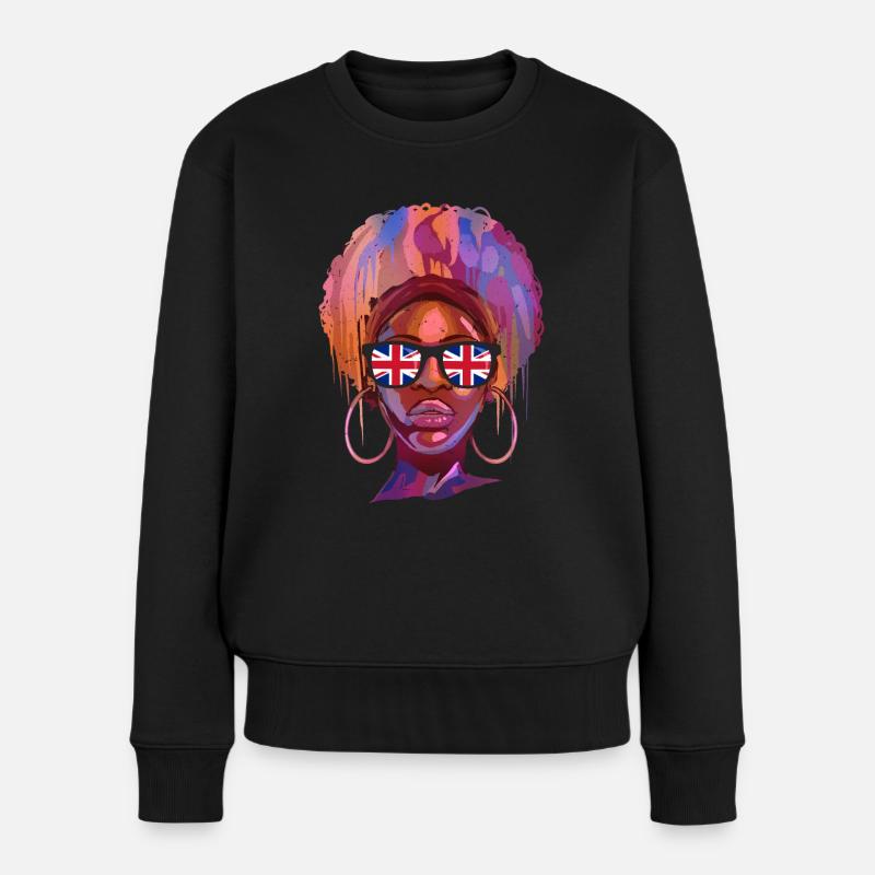 Großbritannien - Frauen Premium Bio Pullover - Schwarz