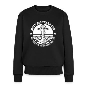 Boltenhagen Sprüche Boltenhagener - Frauen Premium Bio Pullover - Schwarz - Vorne - Julia (174cm)