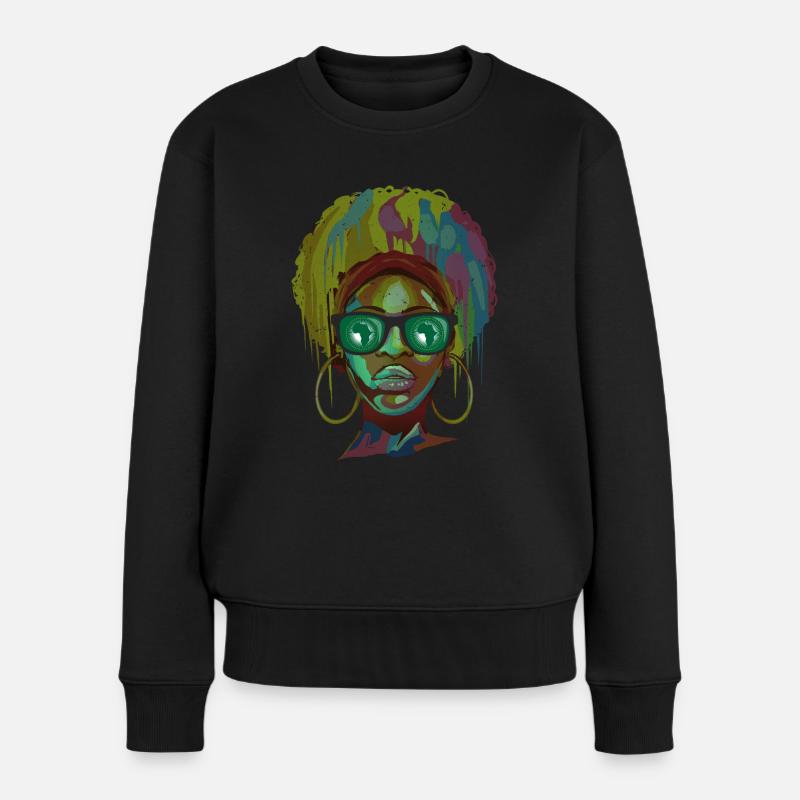Afrikanische Union - Frauen Premium Bio Pullover - Schwarz