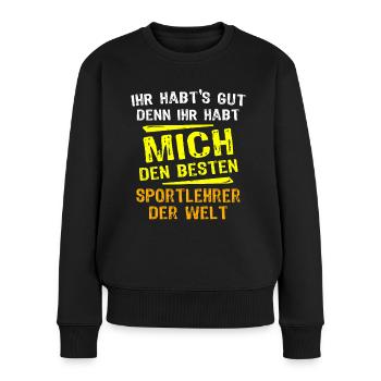 Sportlehrer Geschenk - Frauen Premium Bio Pullover - Schwarz - Vorne - Julia (174cm)