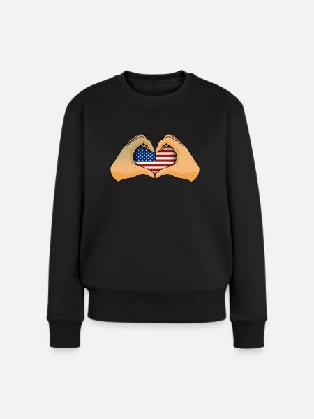 USA - Frauen Premium Bio Pullover - Schwarz