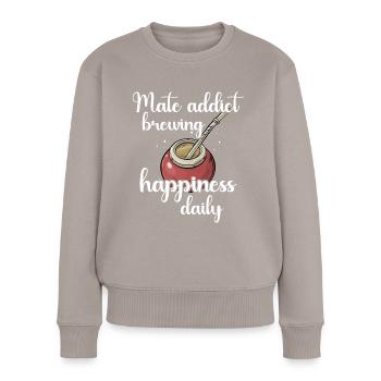 Mate Tee - Frauen Premium Bio Pullover - Taupe - Vorne - Julia (174cm)