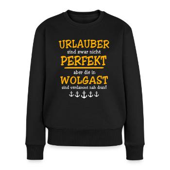 Wolgast Urlaub Sprüche - Frauen Premium Bio Pullover - Schwarz - Vorne - Julia (174cm)