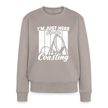 Montagnes russes - Pull Premium bio Femme - taupe - Devant - Julia (174cm)