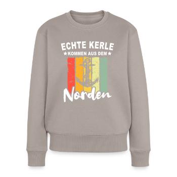Nordener Männer - Frauen Premium Bio Pullover - Taupe - Vorne - Julia (174cm)