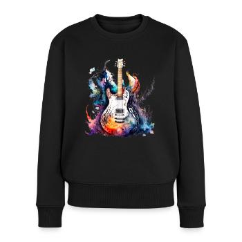 Eine schöne Musik Gitarre gemalt in Wasserfarben - Frauen Premium Bio Pullover - Schwarz - Vorne - Julia (174cm)