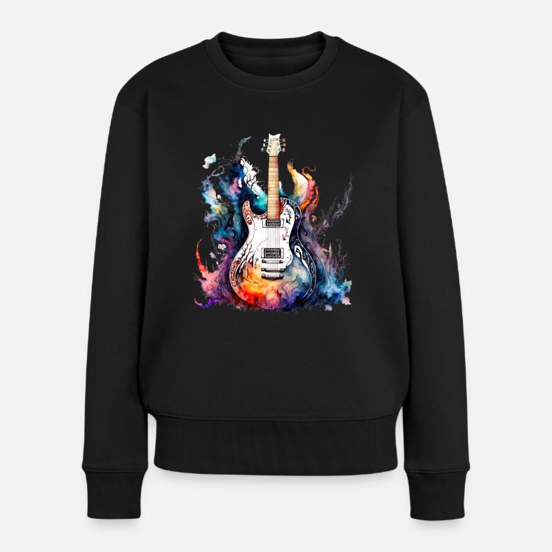 Eine schöne Musik Gitarre gemalt in Wasserfarben - Frauen Premium Bio Pullover - Schwarz